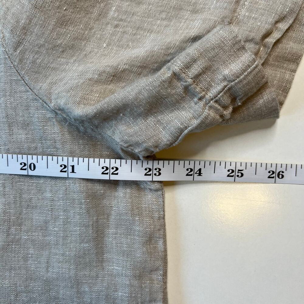 Quince Womens 100% Linen Classic Neutral Tan Button Down Shirt Minimalist Size L - Picture 10 of 14